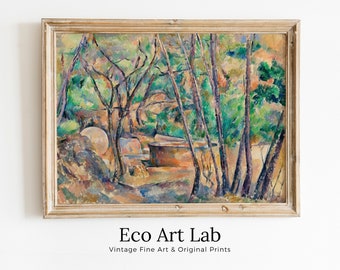 Paul Cézanne Famous Millstone and Cistern under Trees Landscape Painting. Instant Download Vintage Decor Cézanne Nature Print. Printable Art