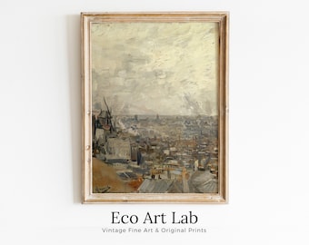 View of Paris from Montmartre byr Vincent van Gogh. Printable Famous Art Print. Instant Download van Gogh Print. Vintage Wall Decor Fine Art