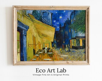 Café Terrace at Night Vincent van Gogh Printable Famous Art Print. Instant Download van Gogh Print Vintage Remastered Fine Art Digital Print