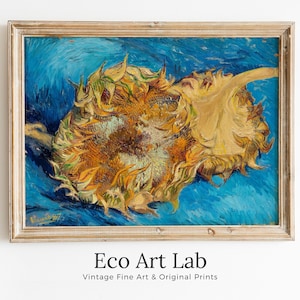 Famous Sunflowers Painting by Vincent van Gogh Art Print. Instant Download Printable van Gogh Fine Art Sunflower Vintage Still Life Painting