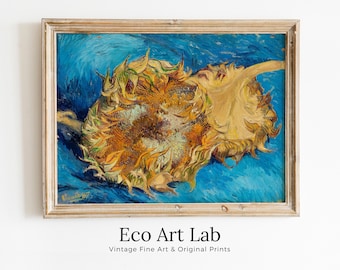 Famous Sunflowers Painting by Vincent van Gogh Art Print. Instant Download Printable van Gogh Fine Art Sunflower Vintage Still Life Painting