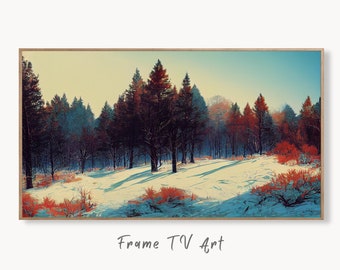 Samsung Frame TV Art 4K Winter Forest Country Scenery Landscape. Instant Download Rustic Winter Art for the Frame TV. Landscape Art for TV