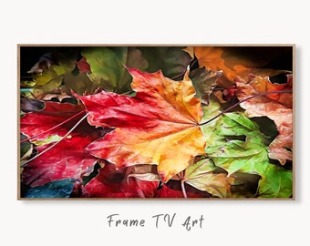 Samsung Frame TV Art 4K Autumn Maple Leaves Digital Painting. Instant Download Fall Leaves Wall Art for Samsung Frame TV. Nature Art for TV