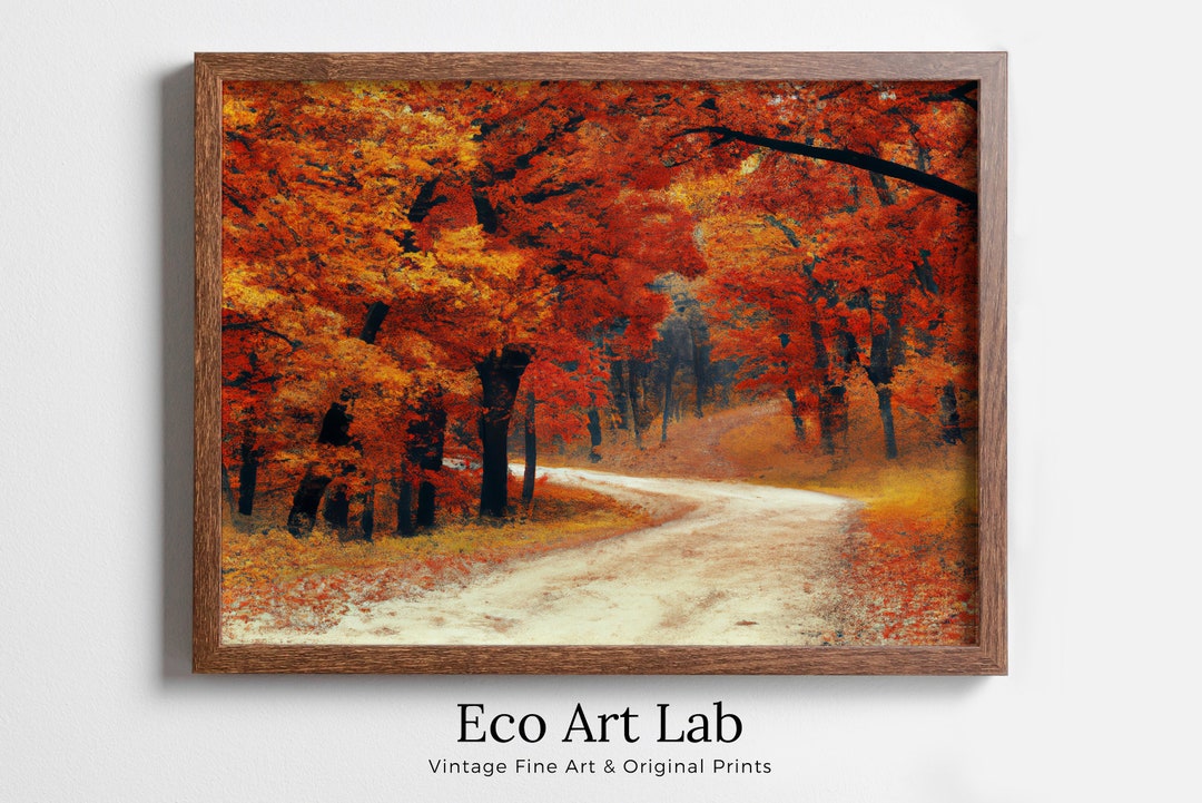 Forest Trail in the Fall Landscape Painting, Printable Wall Art. Home ...