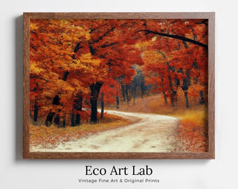 Forest Trail in the Fall Landscape Painting, Printable Wall Art. Home or Office Decor. Nature Print Digital Autumn Art. Instant Download #5