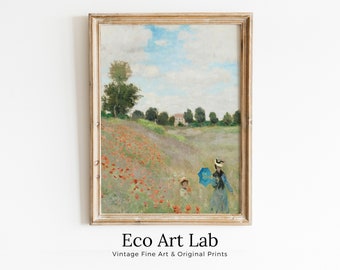 The Poppy Field Claude Monet Painting. Famous Monet Art. Instant Download Vintage Decor. Vintage Landscape Printable Wall Art. Spring Decor