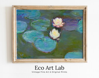 Nympheas Monet Painting Water Lilies Famous Claude Monet Print. Instant Download Vintage Decor. Monet Botanical Print Printable Wall Art