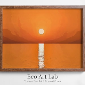 Beach Sunset Wall Art Print. Instant Download Boho Abstract Sunset Poster. Digital Sunset Painting Abstract Wall Art. Coastal Landscape Art