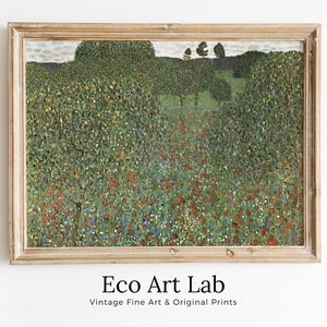 Gustav Klimt Flower Field Famous Painting Printable Wall Art. Instant Download Gustav Klimt Print. Vintage Floral Poster. Art Nouveau Print