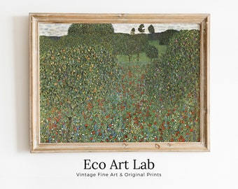 Gustav Klimt Flower Field Famous Painting Printable Wall Art. Instant Download Gustav Klimt Print. Vintage Floral Poster. Art Nouveau Print