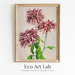 Vintage Japanese Flower Art Chrysanthemum Painting Printable Wall Art. Instant Download Antique Japanese Art Botanical Print Floral Wall Art