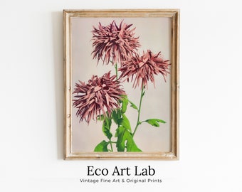 Vintage Japanese Flower Art Chrysanthemum Painting Printable Wall Art. Instant Download Antique Japanese Art Botanical Print Floral Wall Art