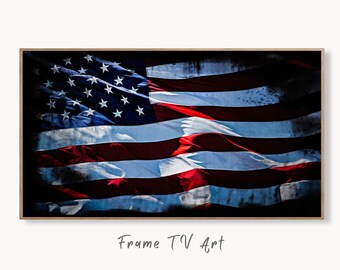 Samsung Frame TV Art 4k Distressed American Flag Art. Patriotic Samsung TV Art. Digital Download 4th of July USA Art for Samsung Frame Tv