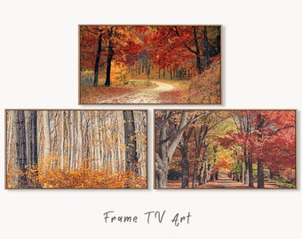 Samsung Frame TV Art 4K Forests in the Fall Landscape Digital Paintings Set of 3. Instant Download. Nature Fall Art for the Samsung Frame TV