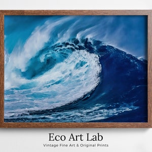 海の波の印刷可能な壁アート。海の波のプリント、即時ダウンロード可能な海のウォールアート。沿岸のウォールアートプリント、海の装飾、海のデジタルペインティング