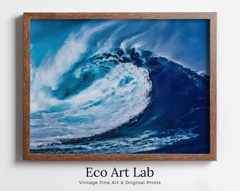 Ocean Wave Printable Wall Art. Sea Waves Print Instant Download Ocean Wall Art. Coastal Wall Art Print Nautical Decor Ocean Digital Painting