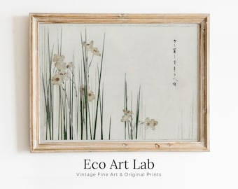 Jonquil Illustration Vintage Japanese Wall Art Printable Poster. Digitally Enhanced 19th Century Japanese Vintage Wall Art Japanese Painting