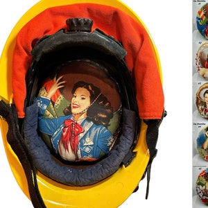 Fire Helmet Lid-Fits Phenix Technology, Cairns, MorningPride Ben 2, Lion and Bullard helmets. Style &quot;Los Senoritas&quot;