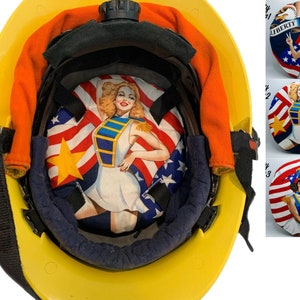 Fire Helmet Lid-Fits Phenix Technology, Cairns, MorningPride Ben 2, Lion and Bullard helmets. Style "Liberty Girl"