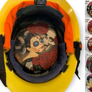 Fire Helmet Lid-Fits Phenix Technology, Cairns, MorningPride Ben 2, Lion and Bullard helmets. Style "Sugar Skull Girl"