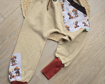 Handmade organic harem pants made of thicker sweatshirt fabric, size 116/122, unisex, transitional, unique jogger pants for children, grow-with-me pants, various styles