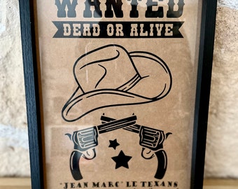 Handgelijste poster Cowboy thema gepersonaliseerd met voornaam