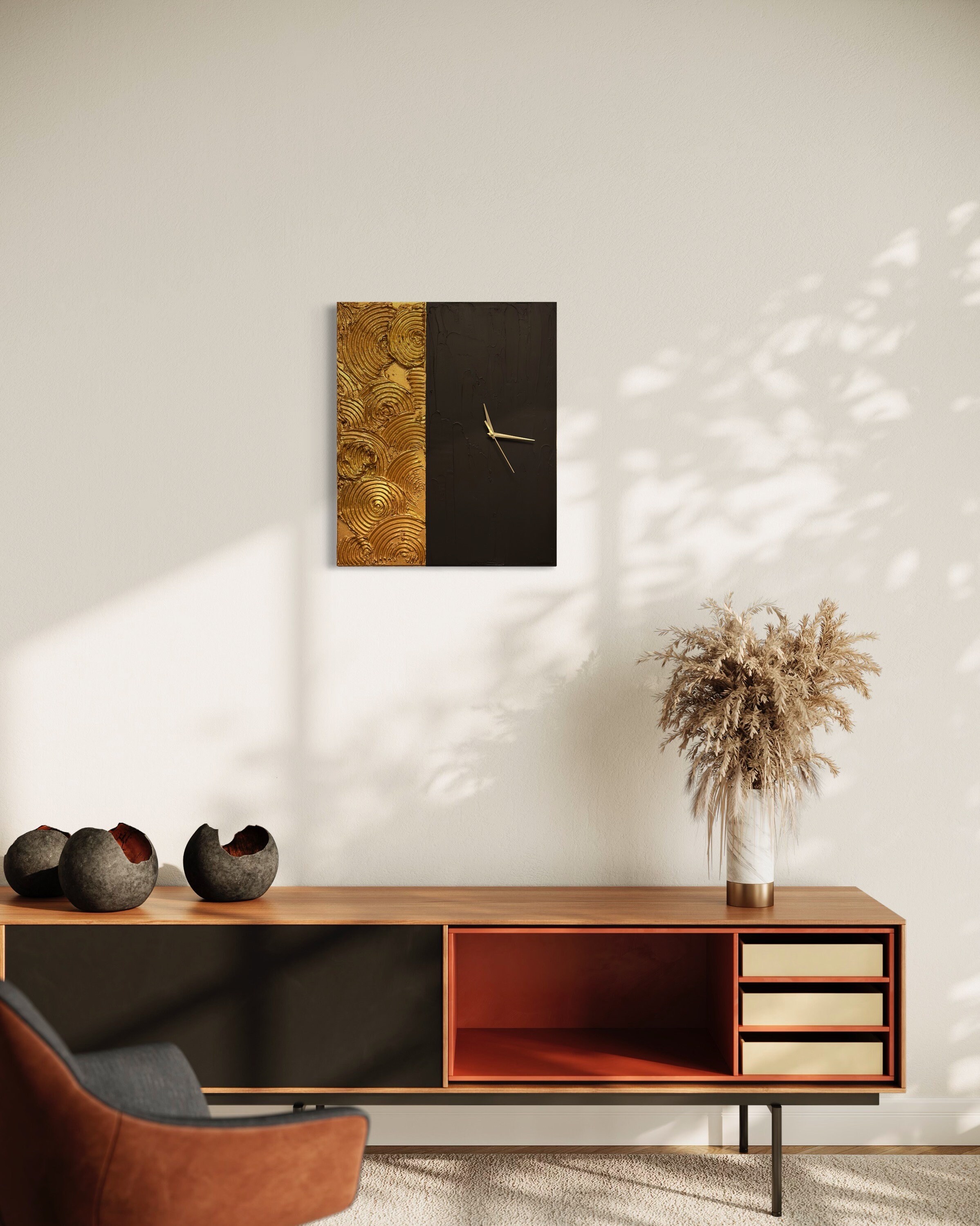 Texture Wall Clock, Wall Art 3D Art Abstract Painting, Modern Wall Art