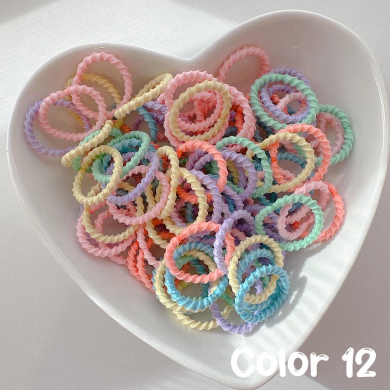 Gentle Baby Hair Ties | Soft Elastic Ponytail Holders, Set of 12 Color 12, Size 3/4”