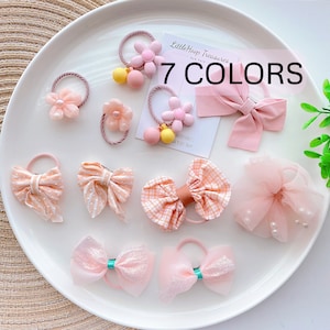 Set of Girl Hair ties | Baby hair Bows elastic | Girl bows ties | Bows hair band | Kids Hair ties | Hair accessories | toddler Hair bows