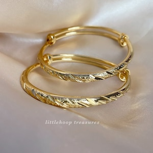 Toddler adjustable gold filled bangle, gold filled bracelet, baby bracelets, toddler bangle, gift for girl, toddler girl bangle bracelet