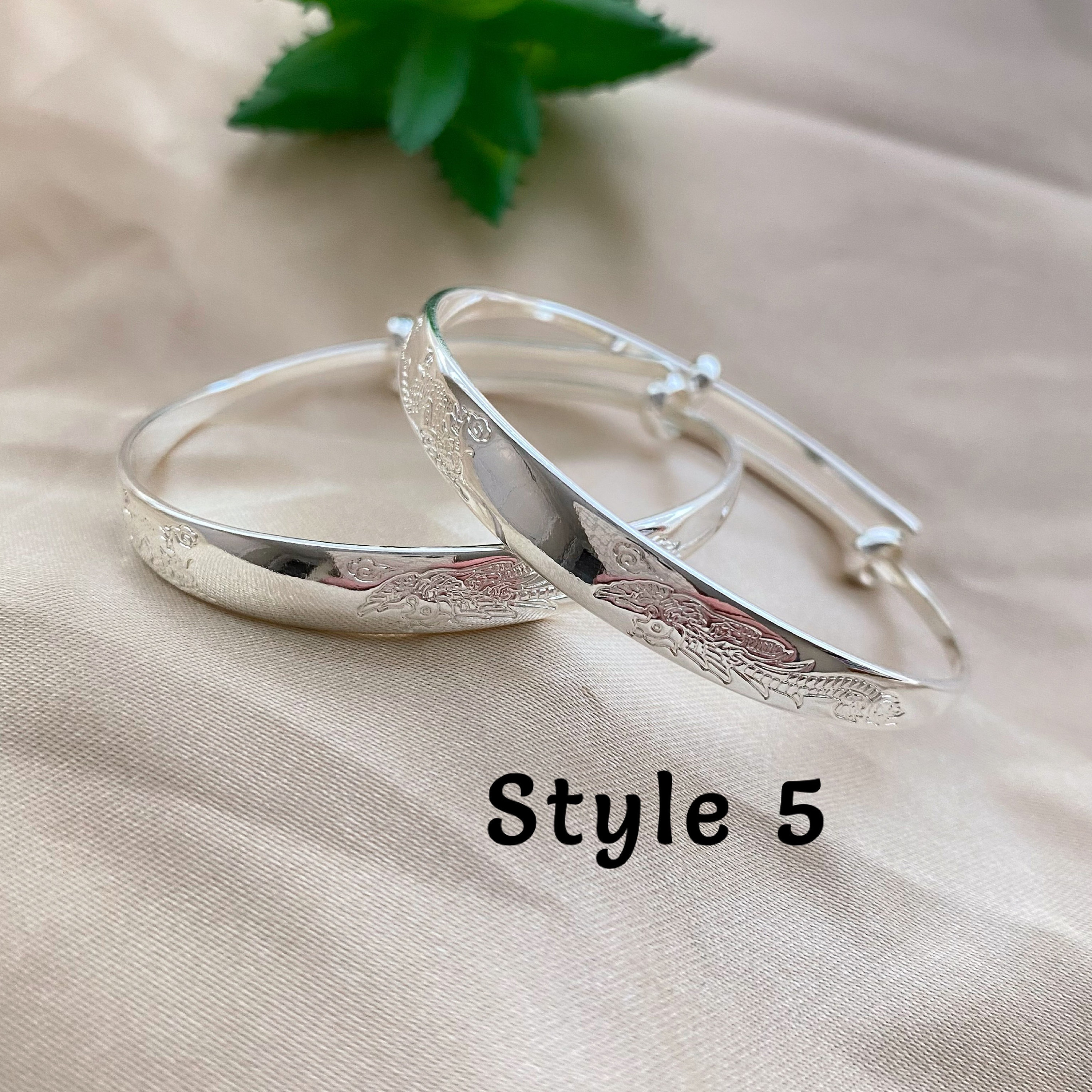 Baby Silver Bangle, Silver Bangles for Toddler, Adjustable Toddler Girl ...