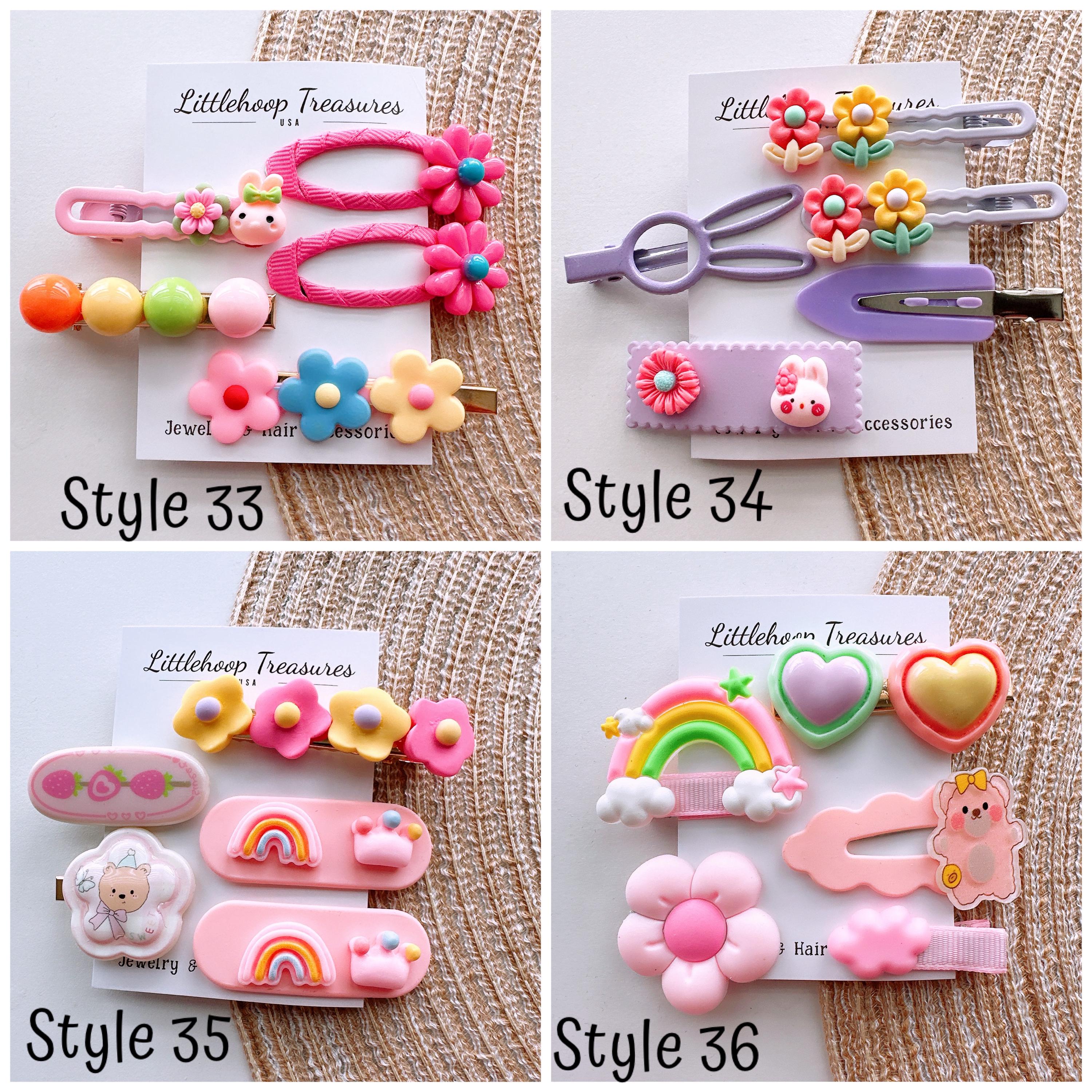 Hair clips and necklaces - assorted colors 5 pairs, 10 total Kid main image 4
