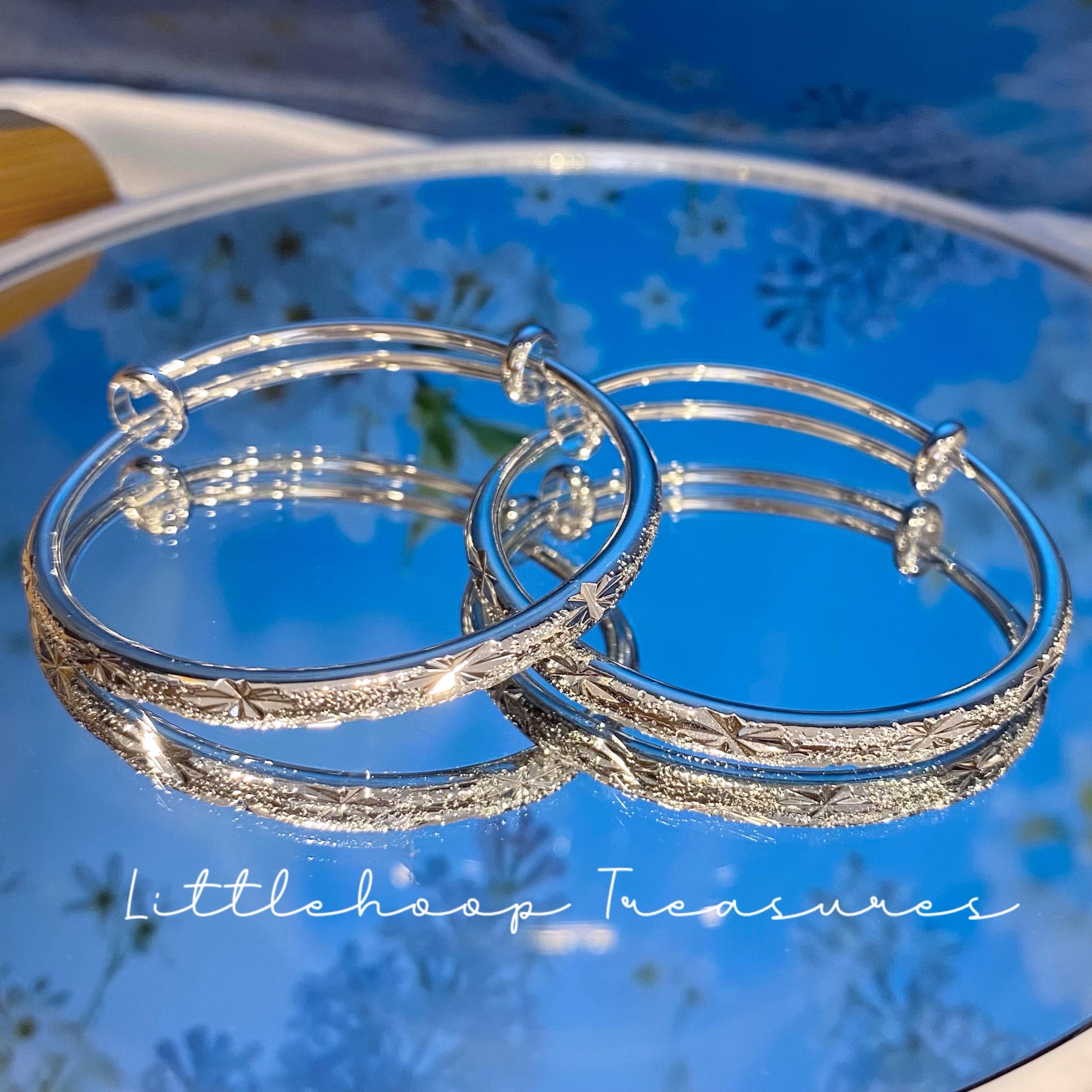Adjustable S925 Silver Kids Bracelet Toddler Girl Bangle, Minimalist…