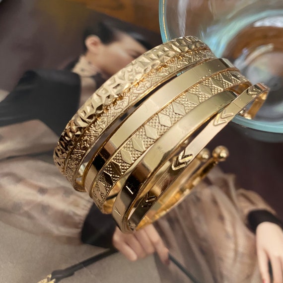 Gold Bangle Stack