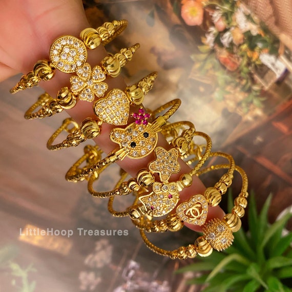 Buy 22kt Yellow Gold Handmade Adjustable Baby Kids Bangle Bracelet Kada,  Fabulous Gift for Kids by Tribalornaments Ba61 Online in India - Etsy