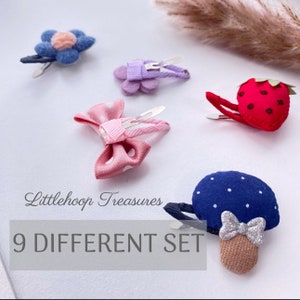 Baby Hair clips set | Toddler hair barrettes | Baby hair bows | Tiny hair accessories | Gentle Snap hair clips | gift for girl | Bunny clip