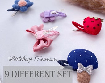Baby Hair clips set | Toddler hair barrettes | Baby hair bows | Tiny hair accessories | Gentle Snap hair clips | gift for girl | Bunny clip