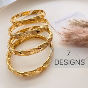 women gold filled bangle set, women dubai bangles, gold bangle set, openable gold bangle, gift for mom, gift for her