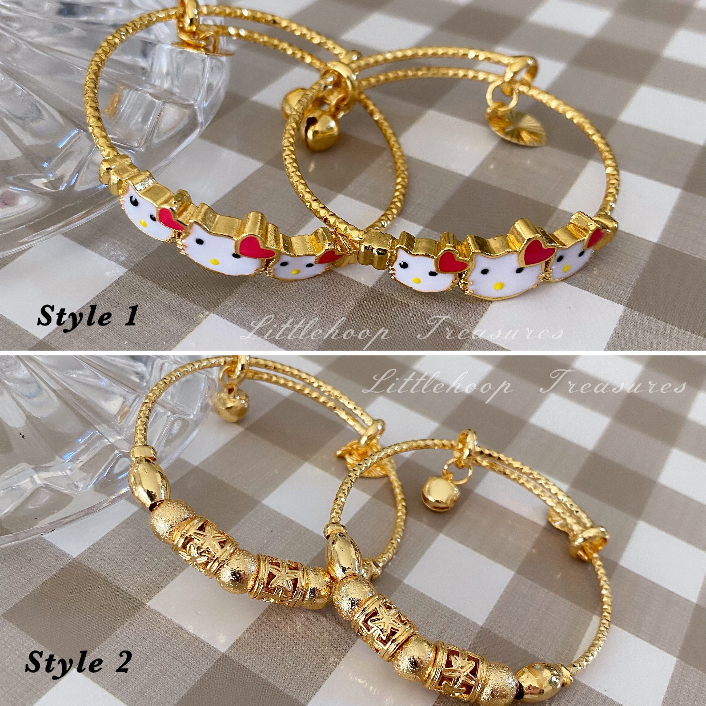 Baby Bangles 18K Gold Plated, Girl Gold Bangles, Girl Bracelets, Baby ...