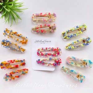 Teardrop Resin hair clip | Hair Barrette | Hair accessories Resin Hair clips | Confetti Resin hair clip | Handmade hair clips | hair-Clips