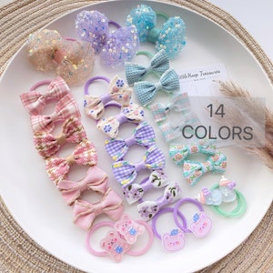 10 Pcs Baby Bow Hair Ties | Bow Hair Band, Toddler Ponytail Hair Ties, Hair Band with Bow, Girl Accessories, Elastic Hair Bow, Kids Gift