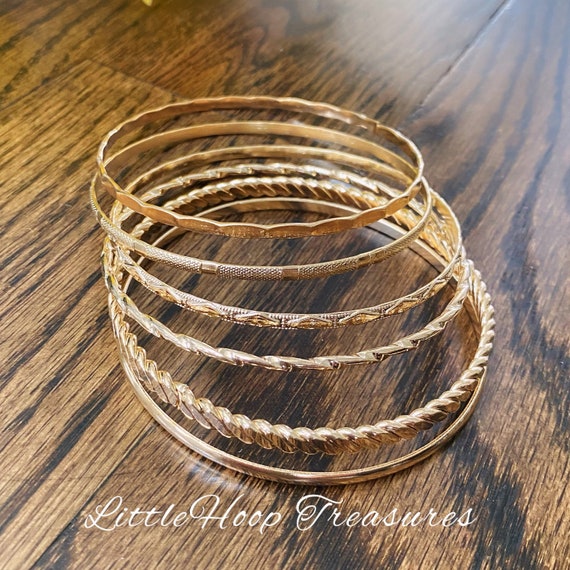 Gold Plated Women Bangle Set Stacking Women Bangles Gold Bracelets
