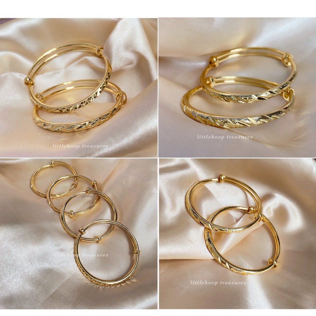 Baby Adjustable Gold Plated Bangle, Gold Baby Bracelet, Baby Bracelets