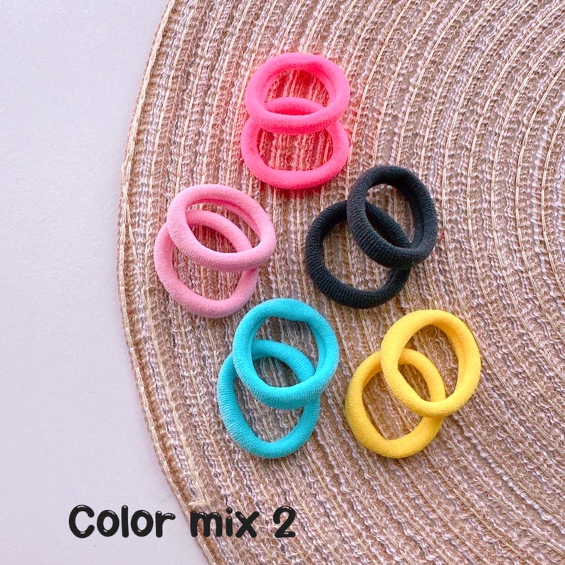 Nylon Baby Hair ties | Toddler Small Hair Band | kids hair ties | elastic Girl hair ties | girl Soft Ponytail hairties | Gift for Baby COLOR MIX 2