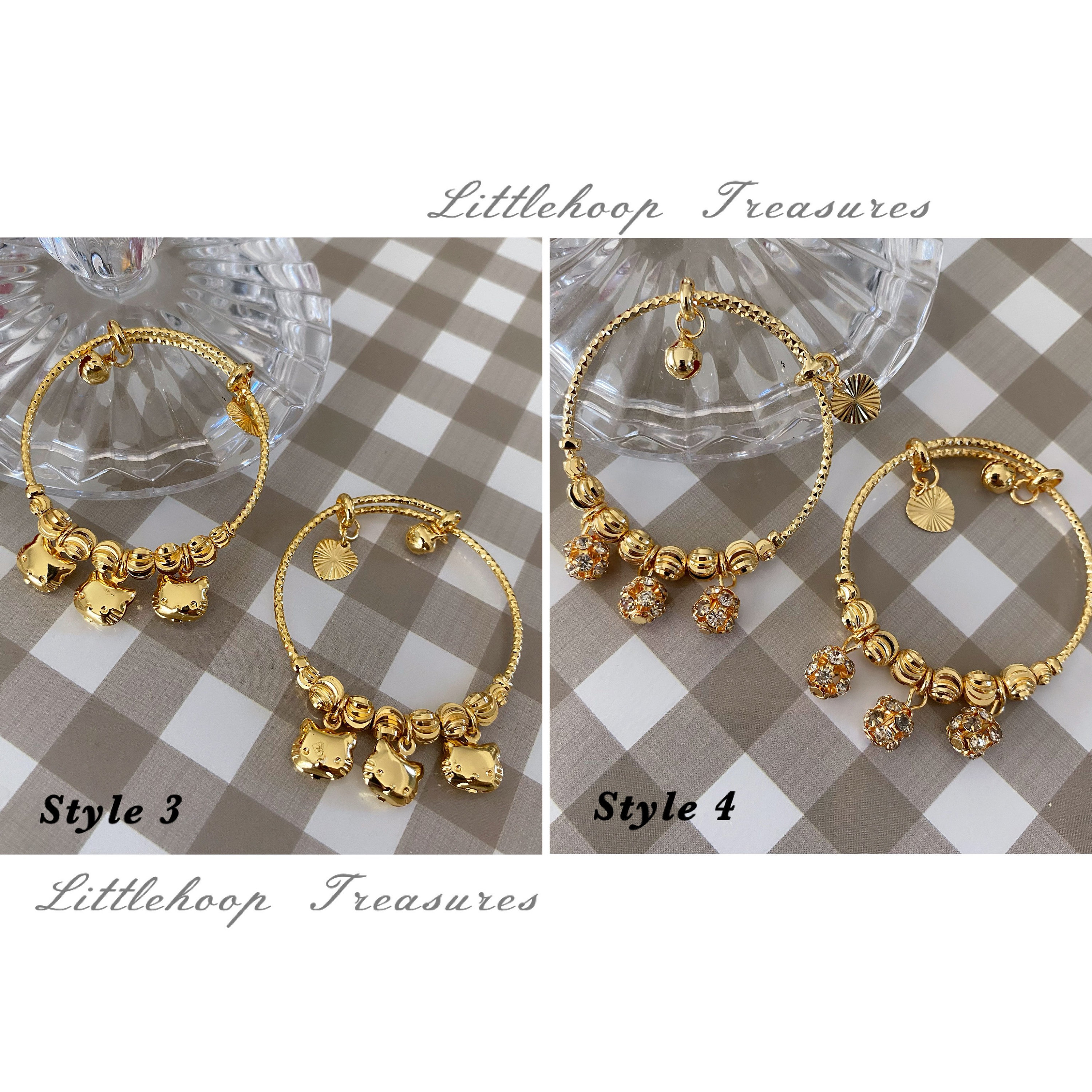 Baby Bangles 18K Gold Plated, Girl Gold Bangles, Girl Bracelets, Baby ...