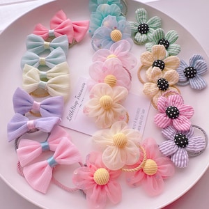 Toddler Bow Hair ties | Baby Flower Hair ties |  Baby Girl Hair ties | Toddler hair band | Girl Hair Elastic | Hair accessories | Soft ties