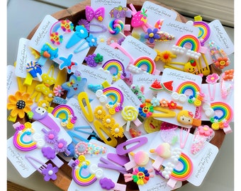 Girl Hair clips, set Hair clips, kids hair clip set, hair accessories, colorful hair clip, rainbow hair clips, hair clips, Baby hair clips