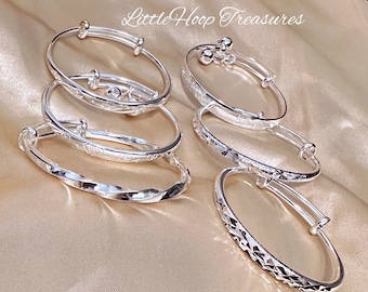 Baby Bangles, silver baby bracelets, beautiful girl bangles, silver toddler bangles, girl bracelets, baby bangle, gift for her