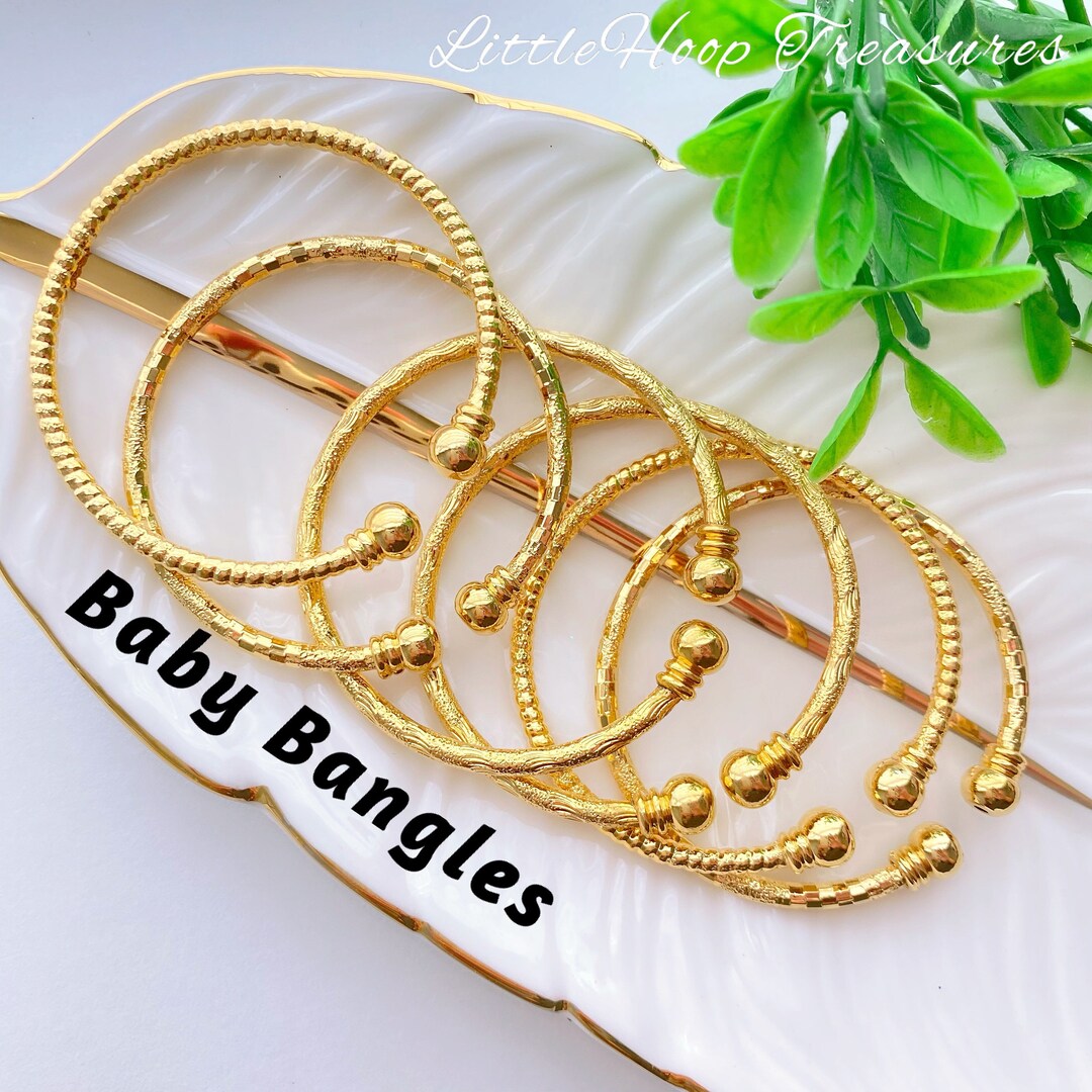 Baby Cuff Gold Bangles, Baby Bangles, Girl Bracelets, Adjustable