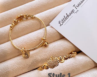Baby & toddler gold plated bangles, baby Bangles, adjustable newborn bangles, kids bangles, baby bracelet, girl bracelet